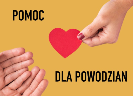 Pomoc dla powodzian - plakat z sercem