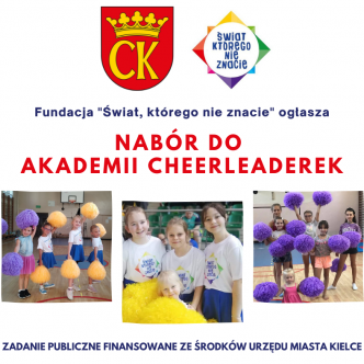 plakat zachecający do zapisania dzieci do akademii cheerleaderek