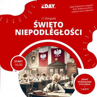 Plakat promujący rozwiązanie dyktanda niepodległościowego