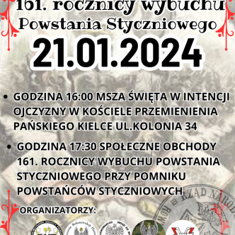 Plakat obchodów 161 rocznicy wybuchu Powstania Styczniowego w Kielcach