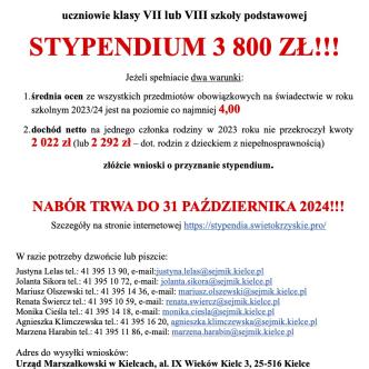 Plakat dotyczący stypendium